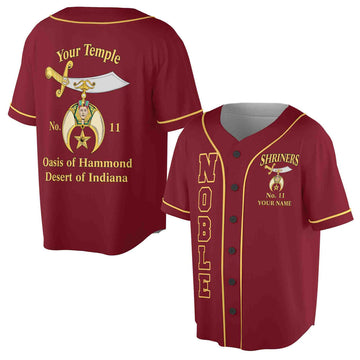 Custom Name Number Temple Shriners Noble Freemason Burgundy Baseball Jersey S-5XL