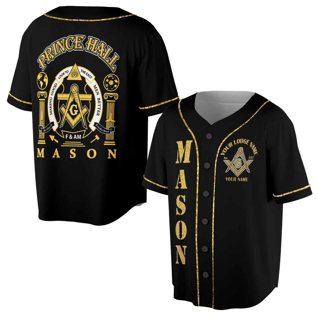 Greats Mason, Masonic Prince Hall Masons Baseball Jersey S-5XL