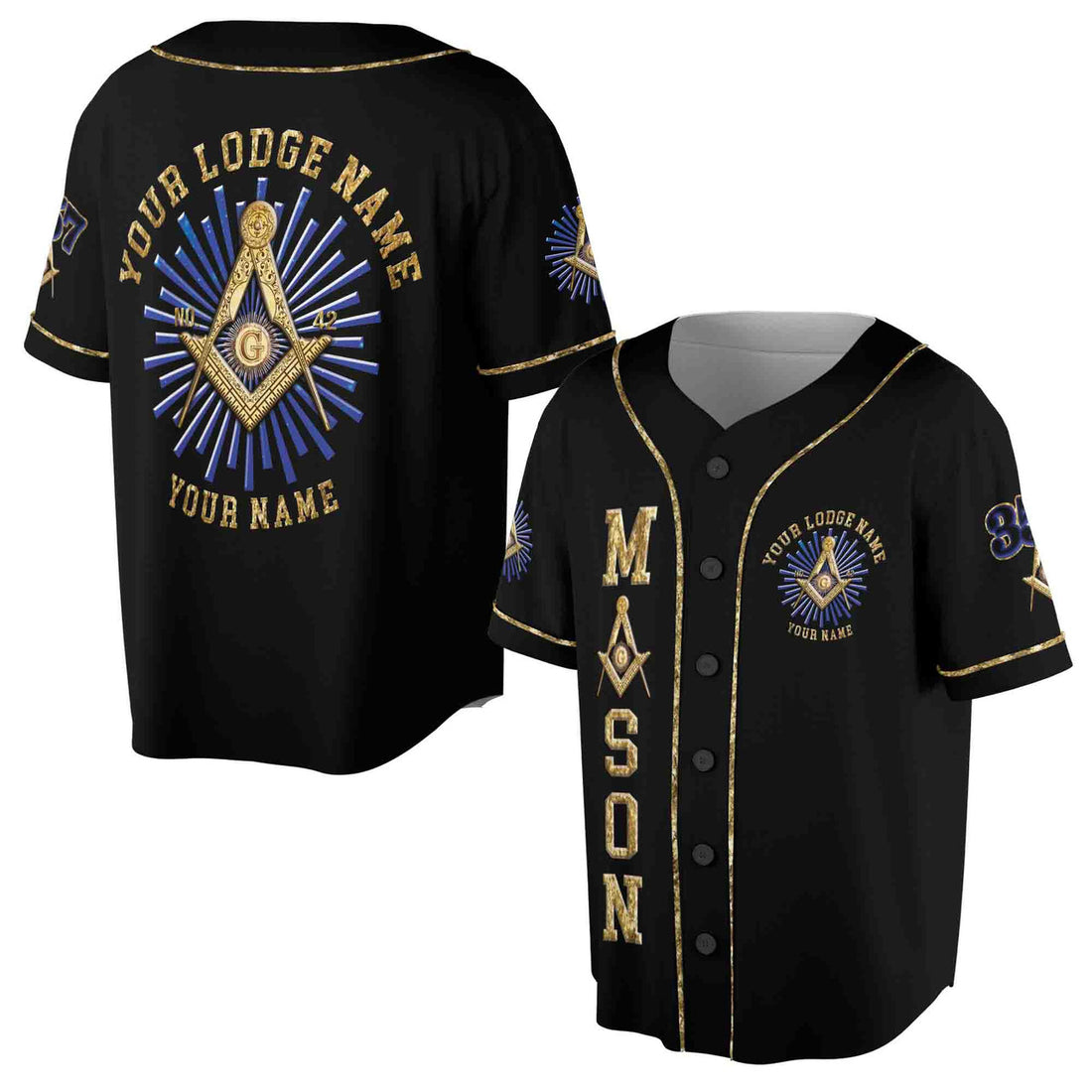 Freemason Symbol Custom Lodge Name Number 3D Baseball Jersey Size S-5XL