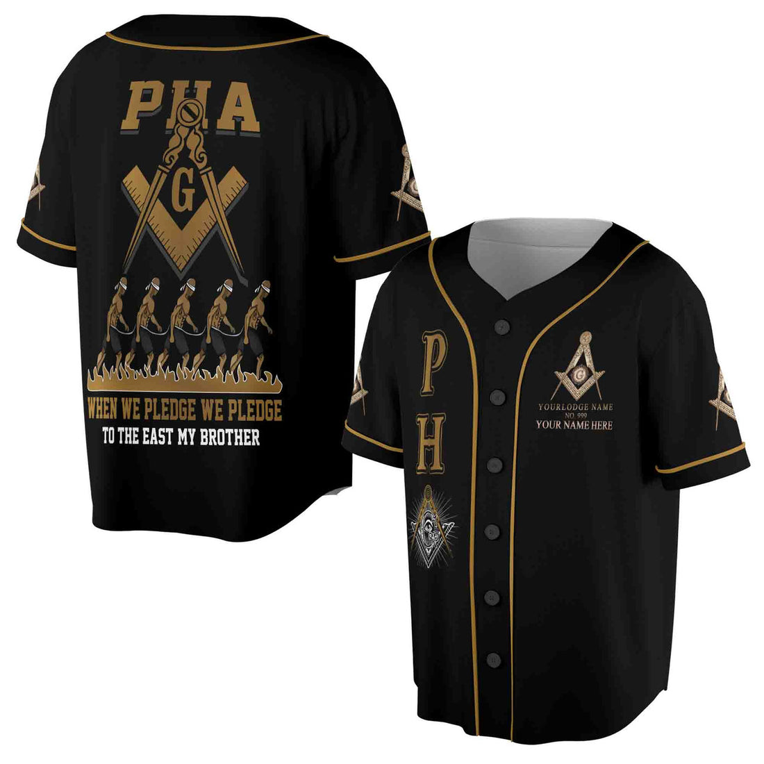 Customize Lodge Name, Name and Number PHA Baseball Shirt 3D Baseball Jersey Size S-5XL