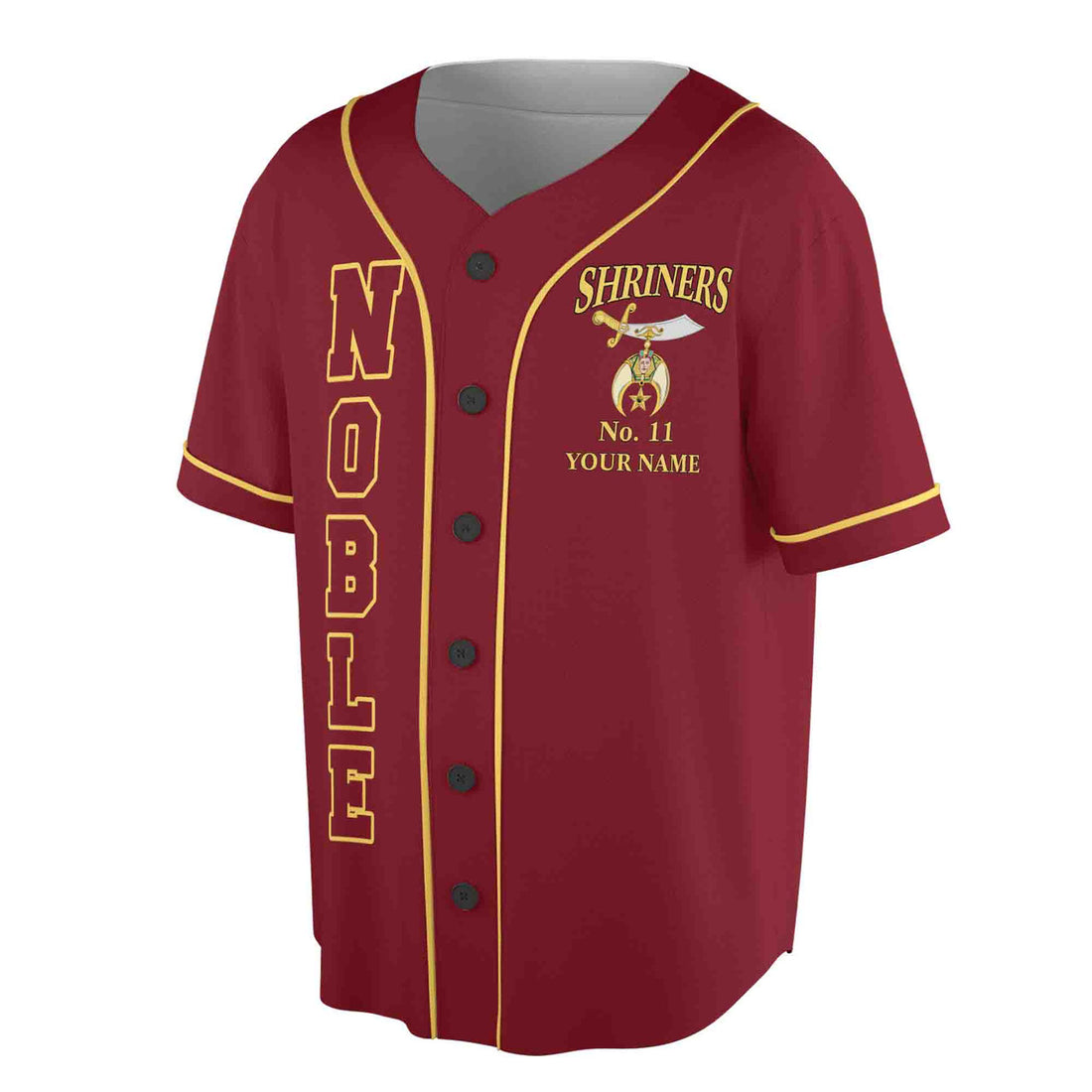 Custom Name Number Temple Shriners Noble Freemason Burgundy Baseball Jersey S-5XL