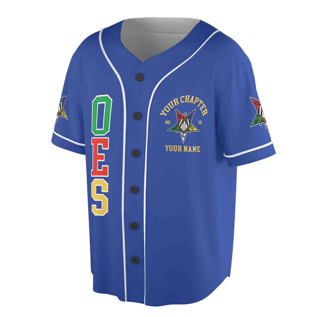 Order Of The Eastern Star OES Past Patrons Emblem Masonic Square & Compass Baseball Jersey S-5XL
