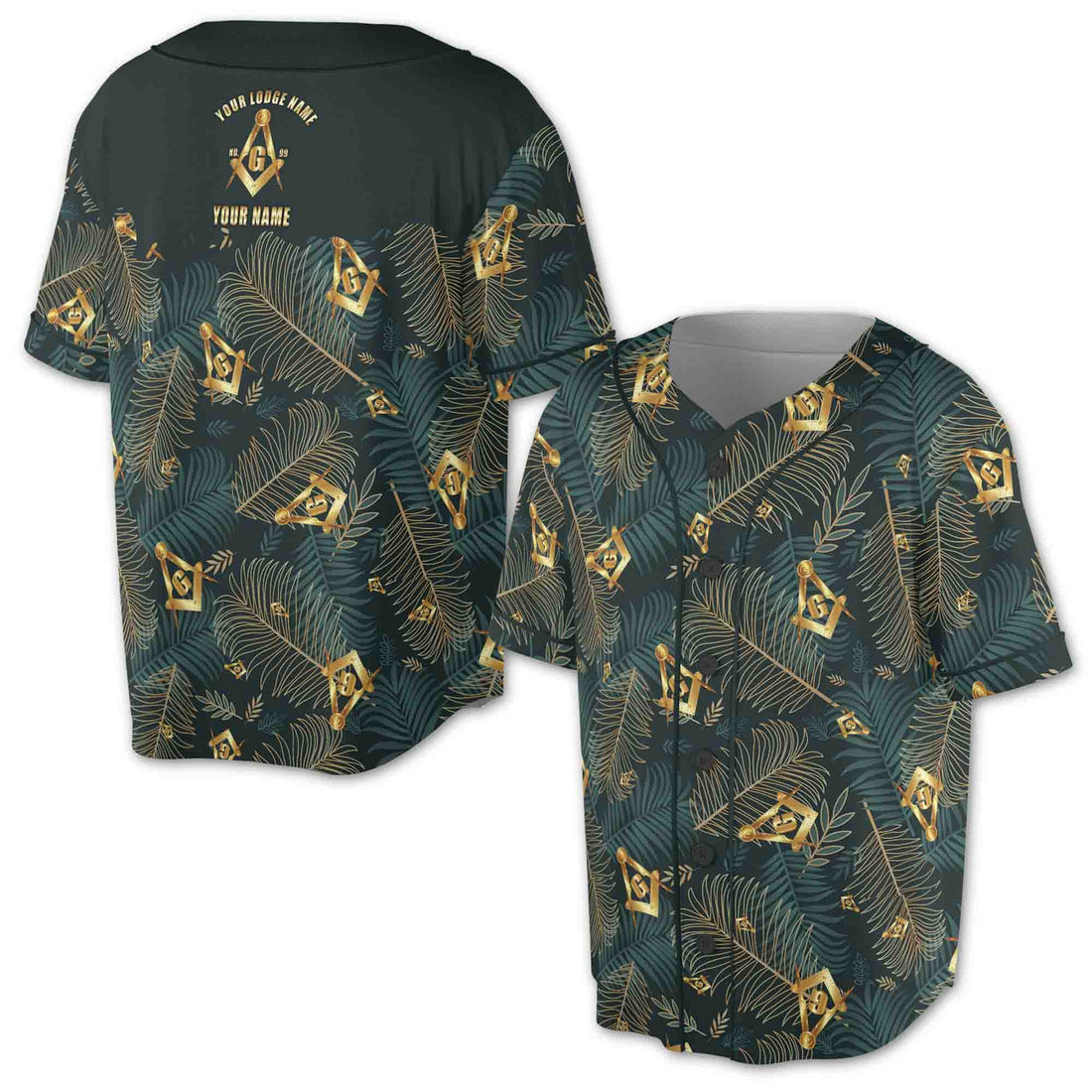 Customize Masonic Master Mason Tropical Palm Leafs Baseball Jersey S-5XL