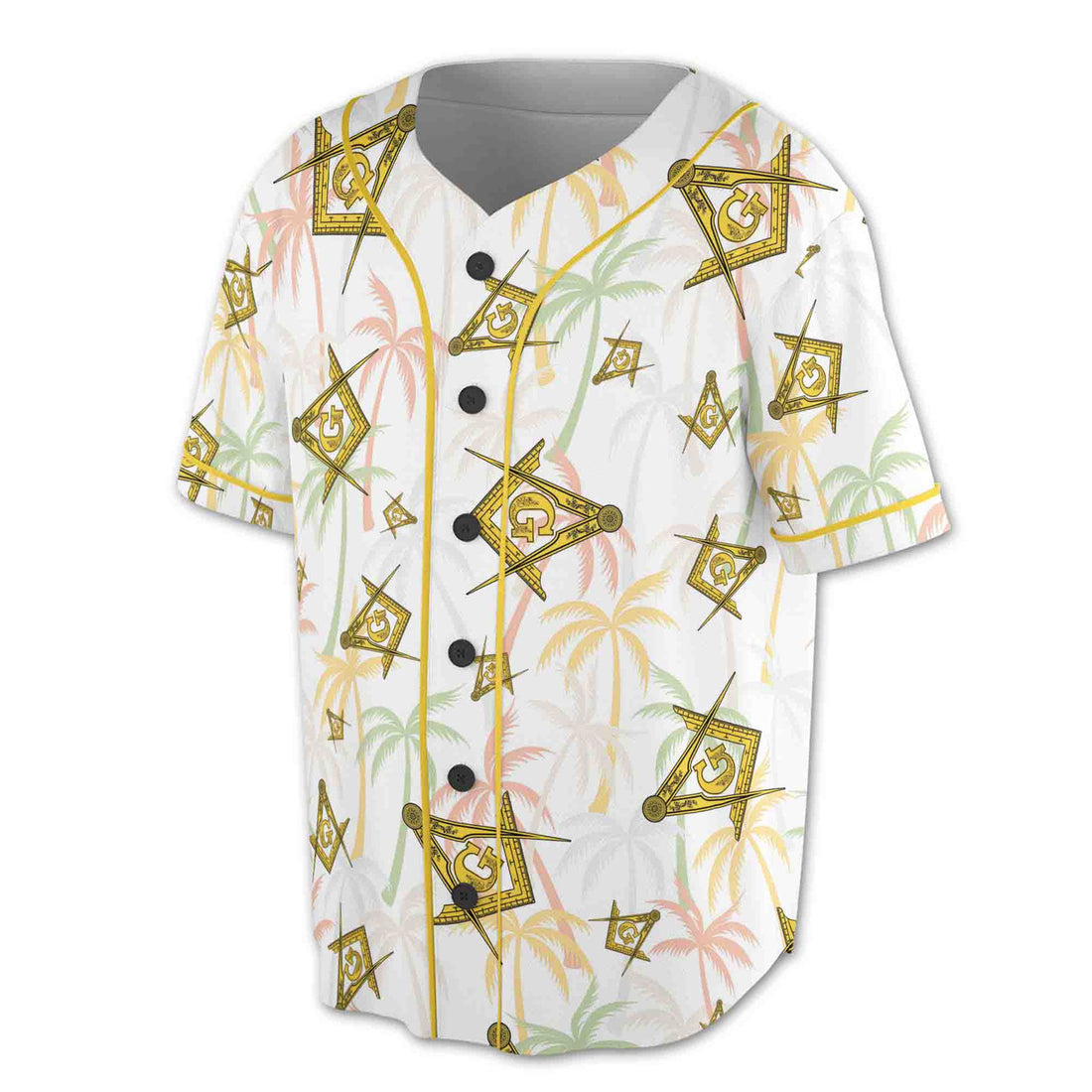 Custom Masonic Master Mason Tropical Summer Pattern Baseball Jersey S-5XL