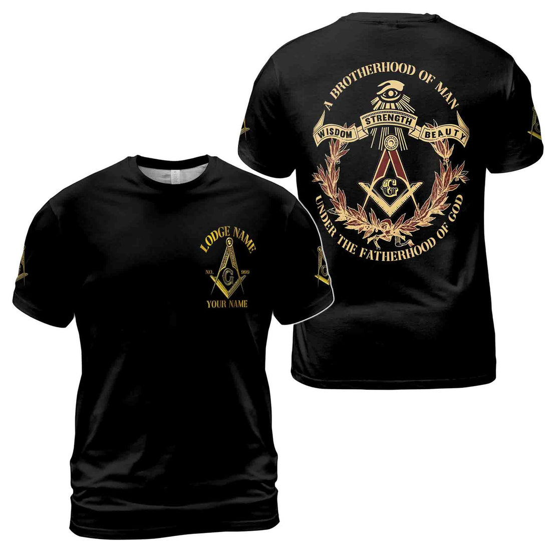 Customize Name Number Lodge Masonic Freemasonary 3D T-shirt S-5XL - FUKAMASONIC