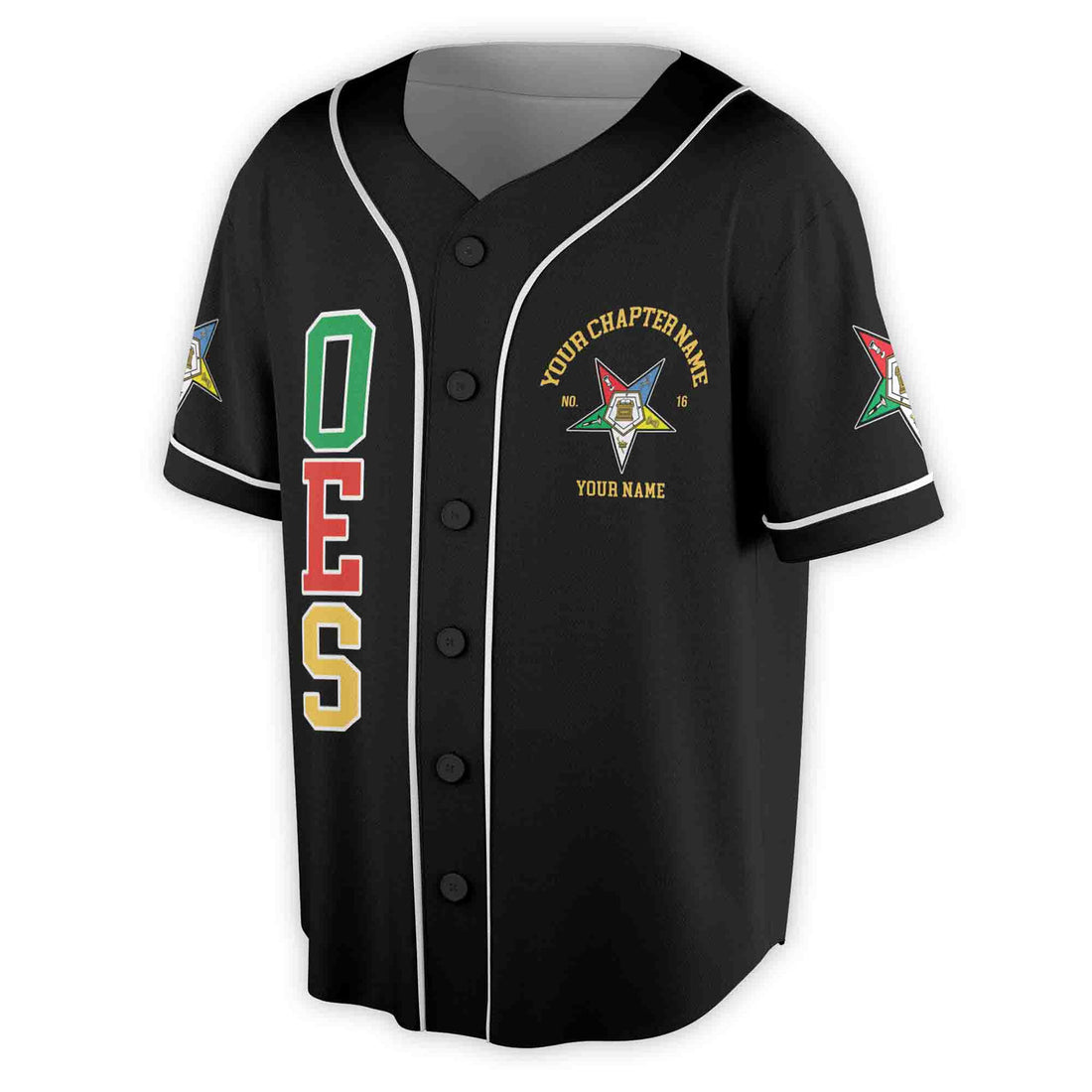 Custom Name Order of the Eastern Star OES Pentagon Down AF&AM Unisex Baseball Jersey S-5XL