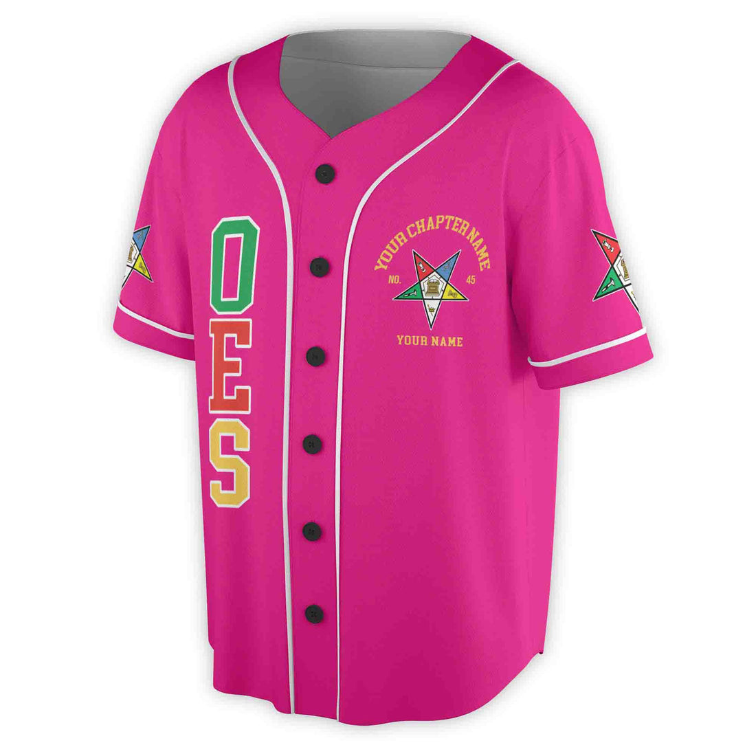Custom Name Order of the Eastern Star OES Pentagon Up PHA Unisex Baseball Jersey S-5XL - FUKAMASONIC
