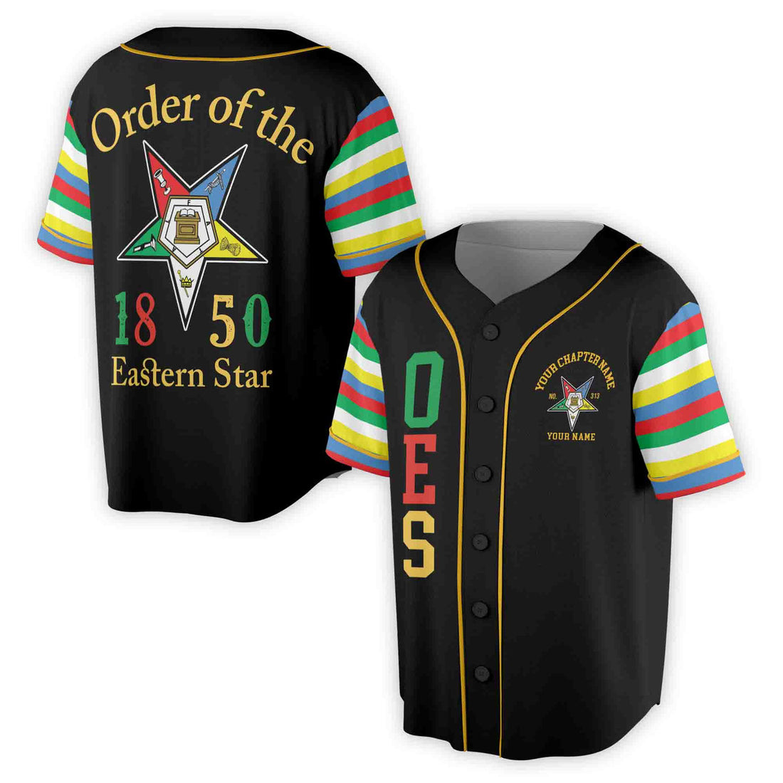 Custom Name Chapter Order of the Eastern Star Masonic OES Unisex Baseball Jersey S-5XL