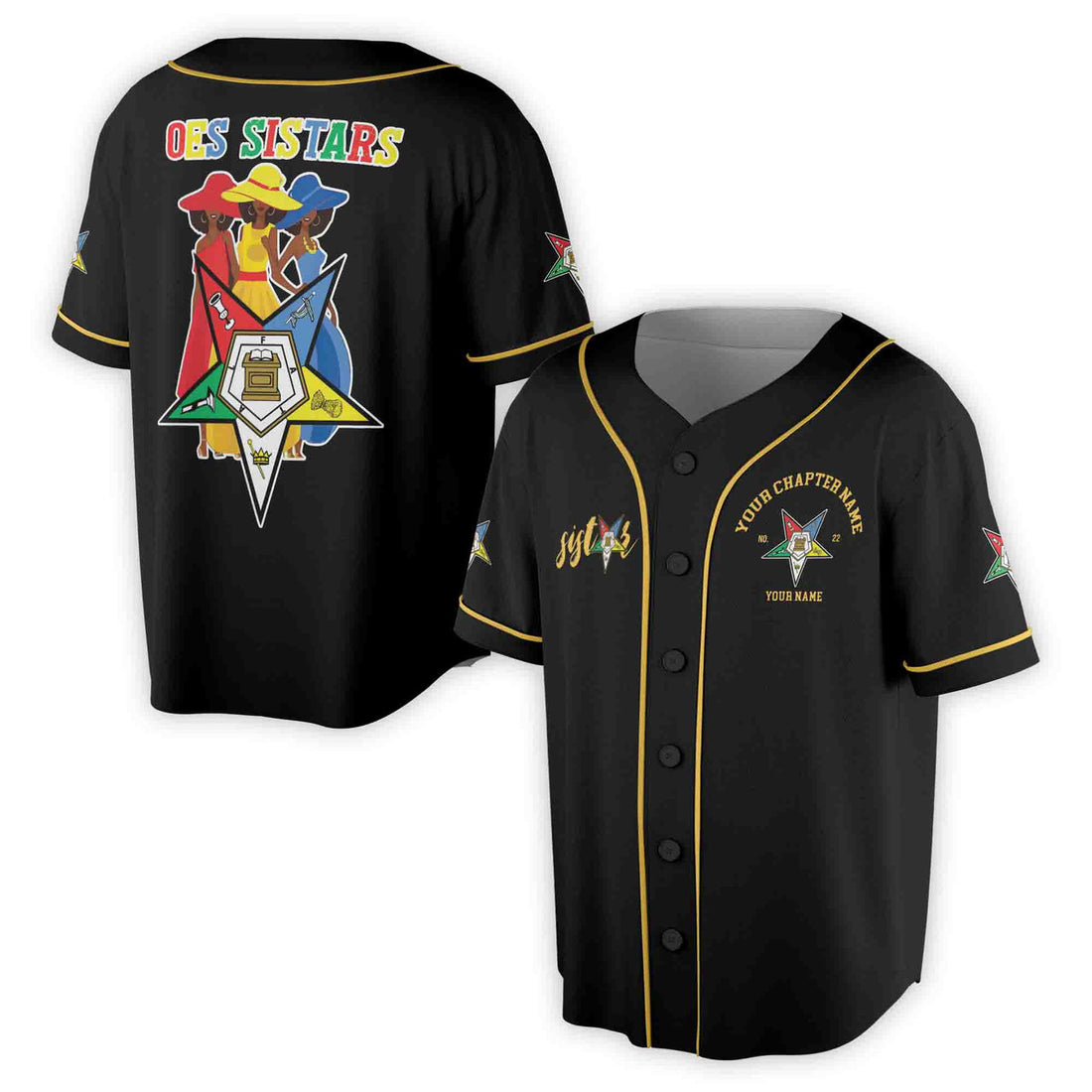 Custom Name Chapter Name OES Sistars Order Of The Eastern Star Baseball Jersey