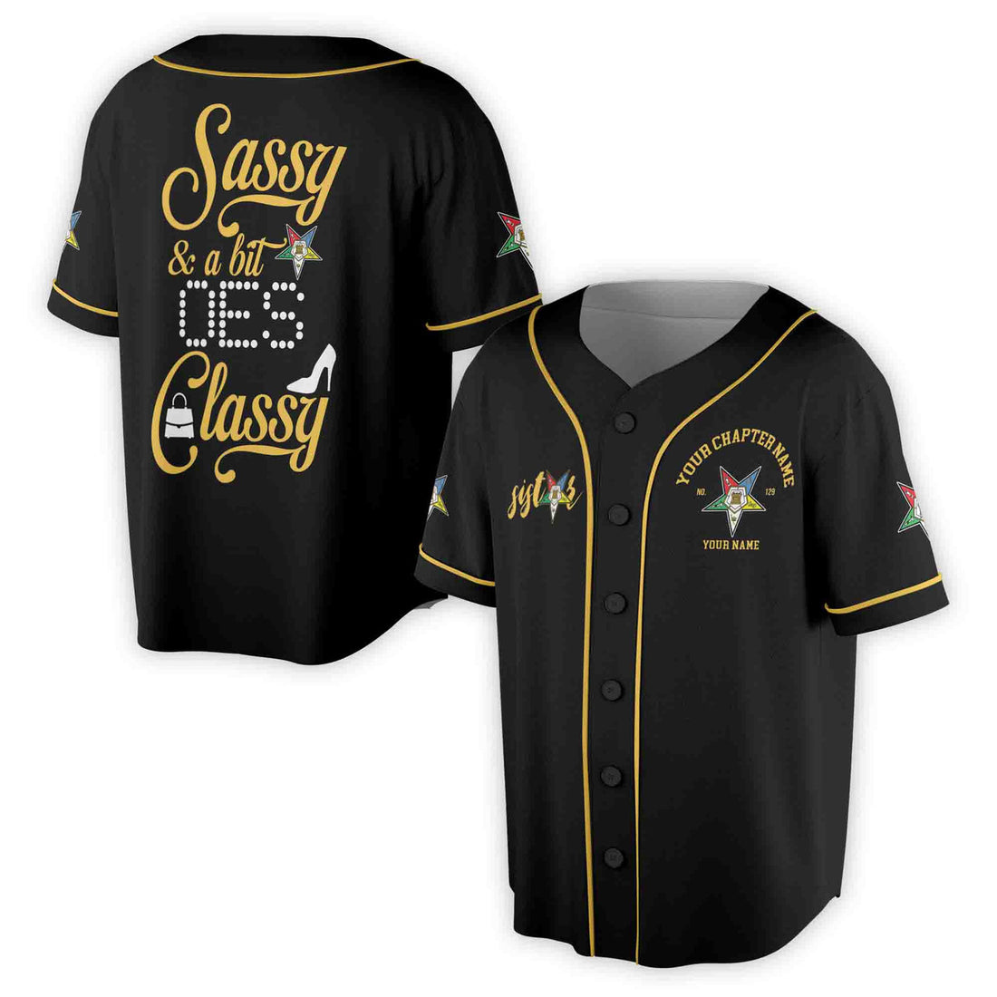 Custom Name Chapter Name OES Sassy and Classy Unisex Baseball Jersey S-5XL
