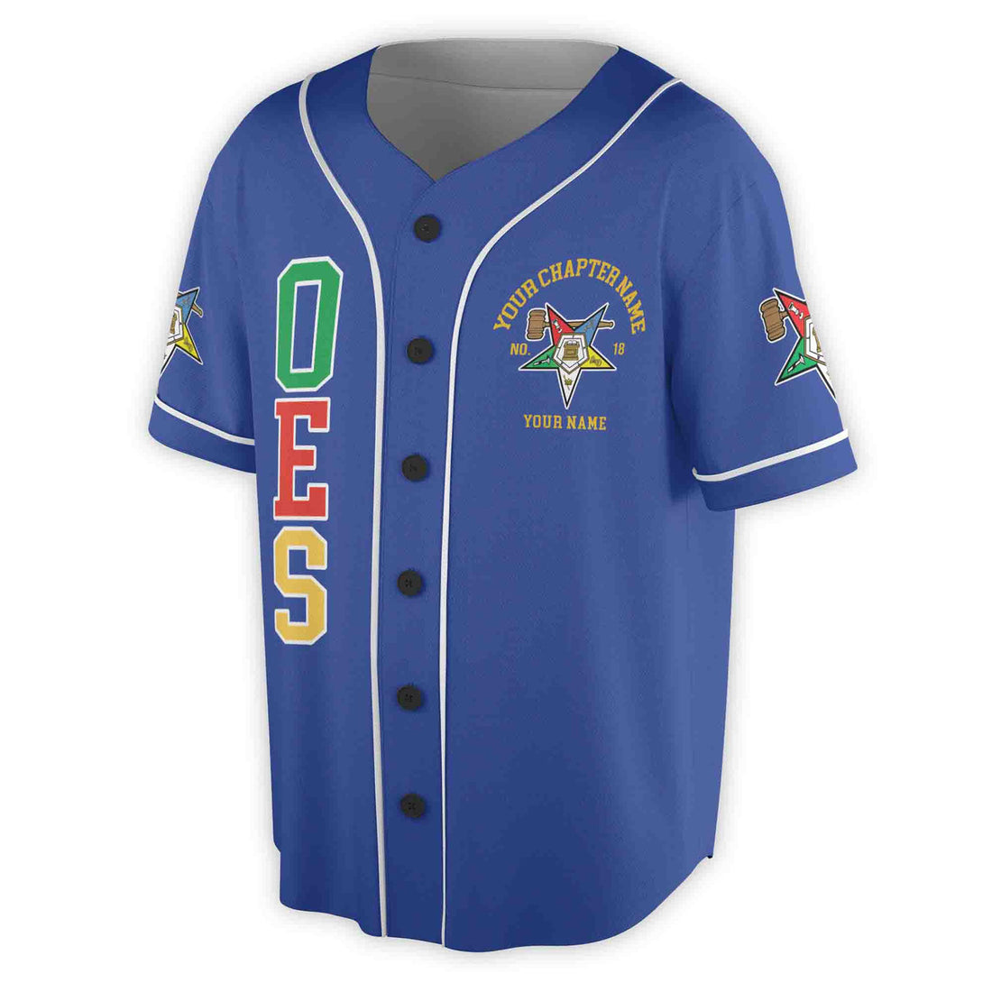 Custom Name Order of the Eastern Star Past Matron OES Gavel Unisex Baseball Jersey S-5XL