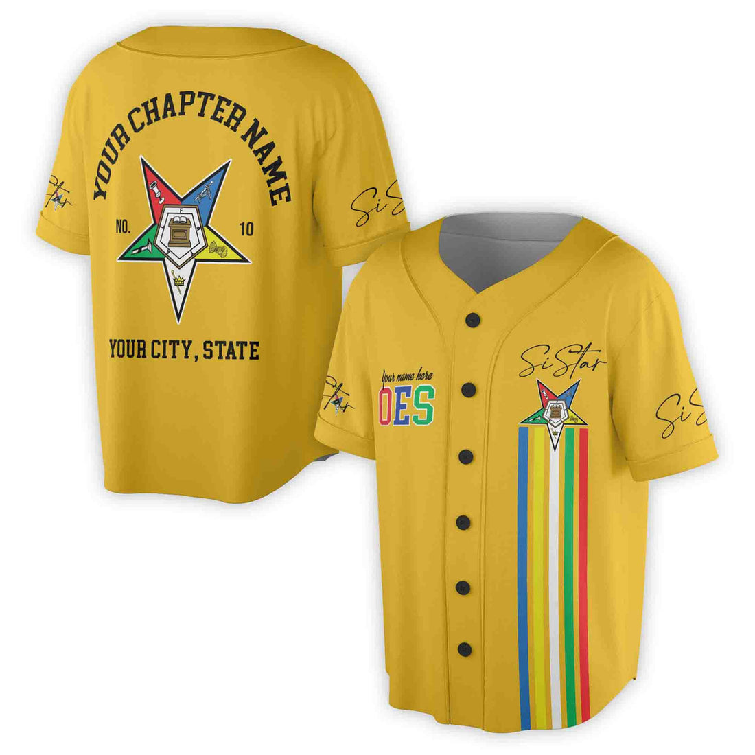 Custom Name Chapter Name Order of the Eastern Star Sistar OES AF&AM Unisex Baseball Jersey S-5XL - FUKAMASONIC