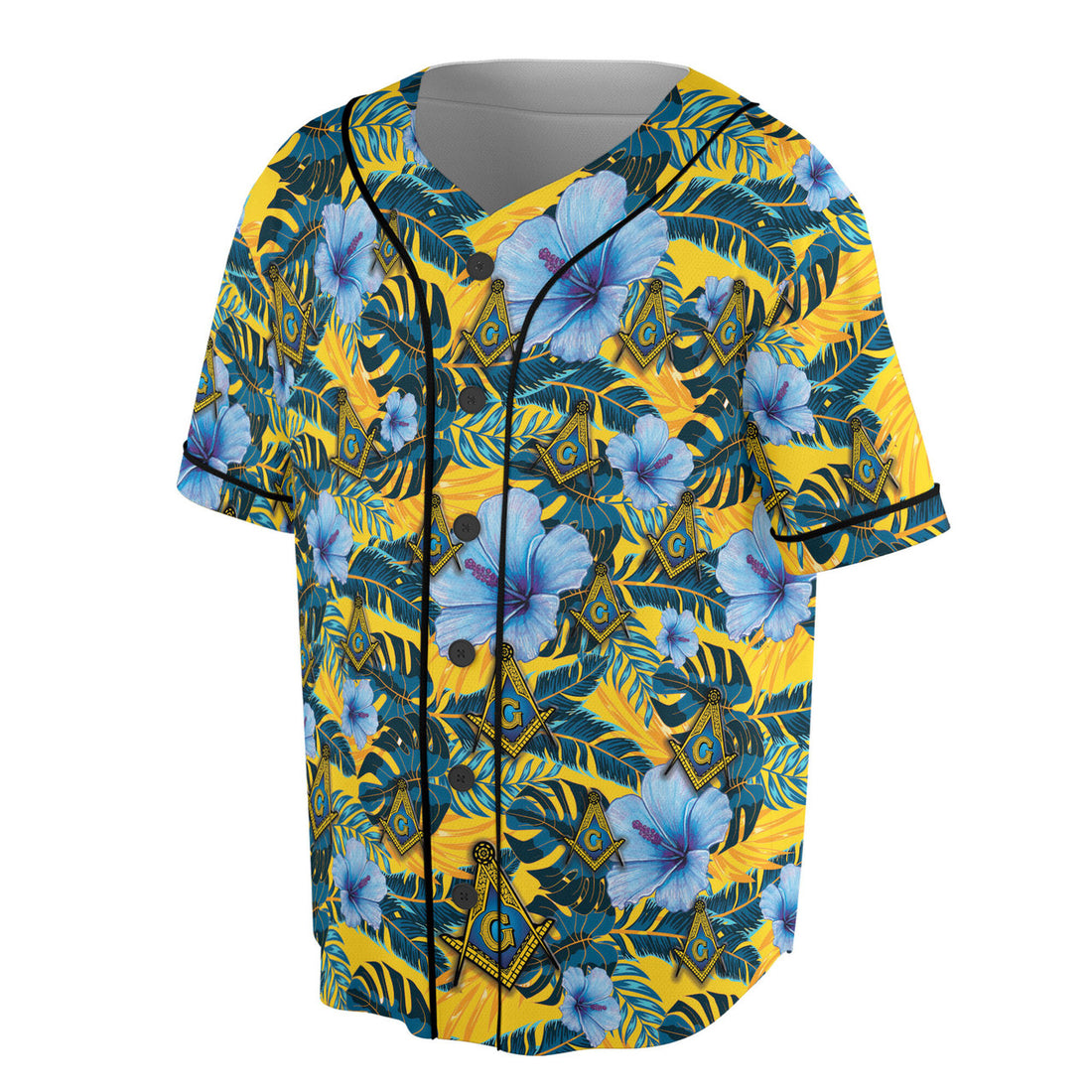 Personalized Masonic Freemason Tropical Floral Baseball Jersey S-5XL