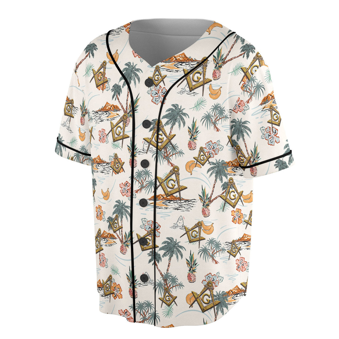 Personalized Masonic Master Mason Tropical Pattern Baseball Jersey S-5XL