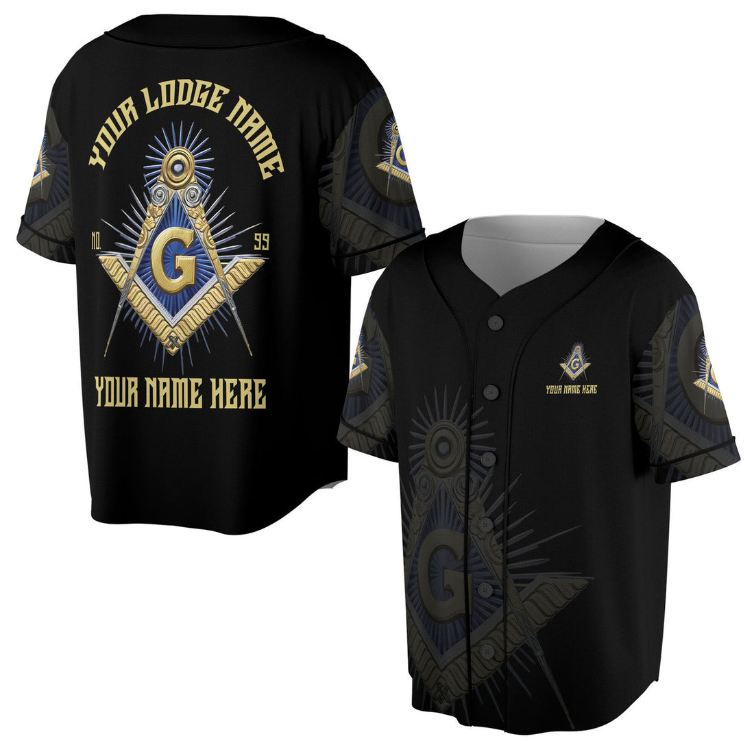 Personalized Freemasonry Master Mason Golden Baseball Jersey S-5XL