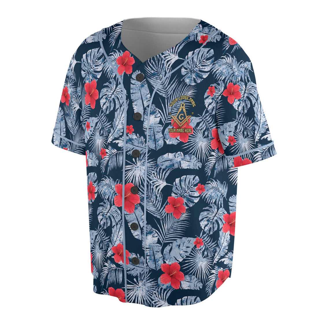 Personalized Masonic Freemasonry Ice Palm Leaf Patten Baseball Jersey S-5XL