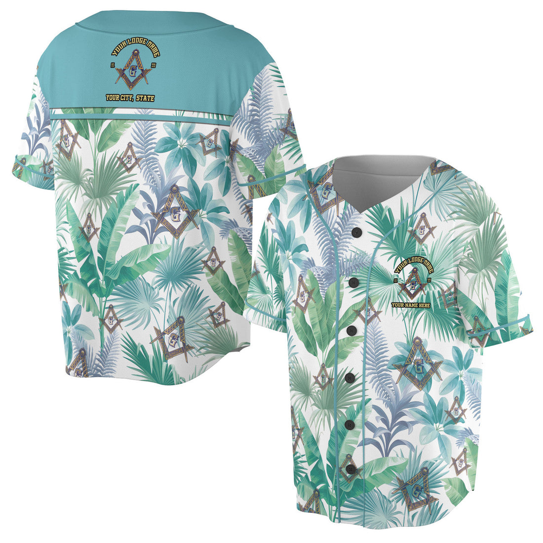 Personalized Freemasson Tropical Palm Leaf Baseball Jersey S-5XL