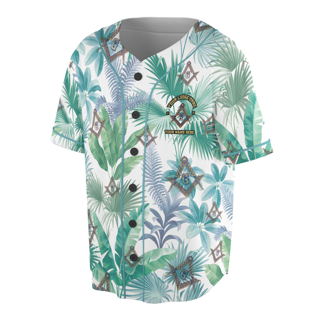 Personalized Freemasson Tropical Palm Leaf Baseball Jersey S-5XL