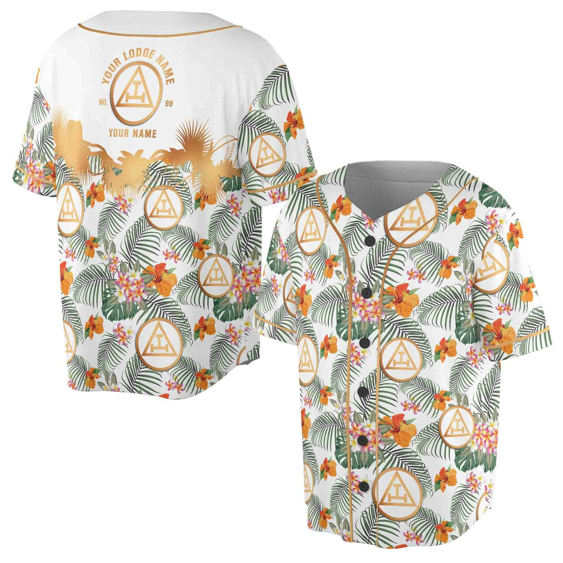 Customized Royal Arch Masonry Palm Leaf Baseball Jersey S-5XL
