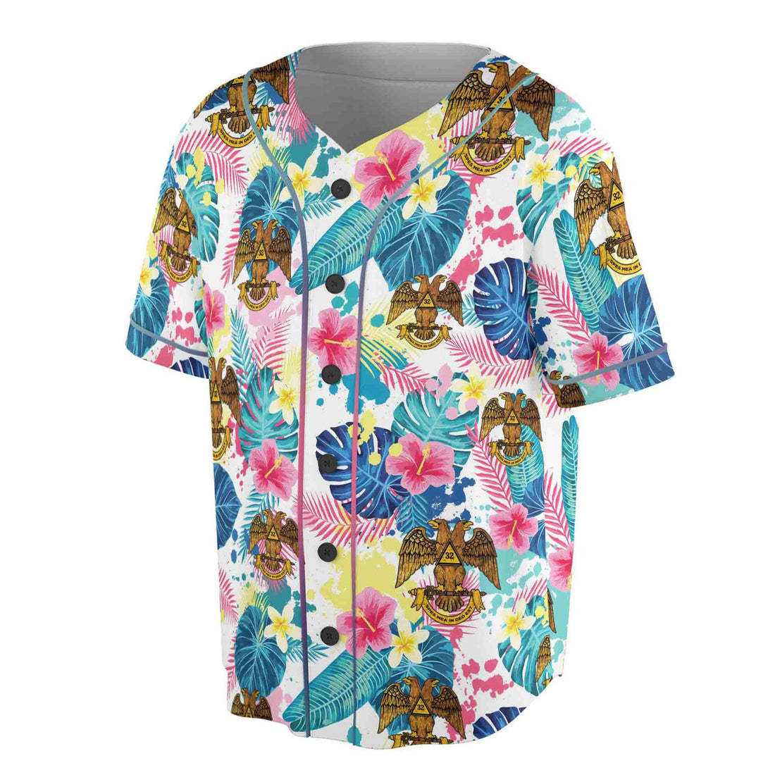 Customized Scottish Rite 32 Colorful Palm Leaf Baseball Jersey S-5XL