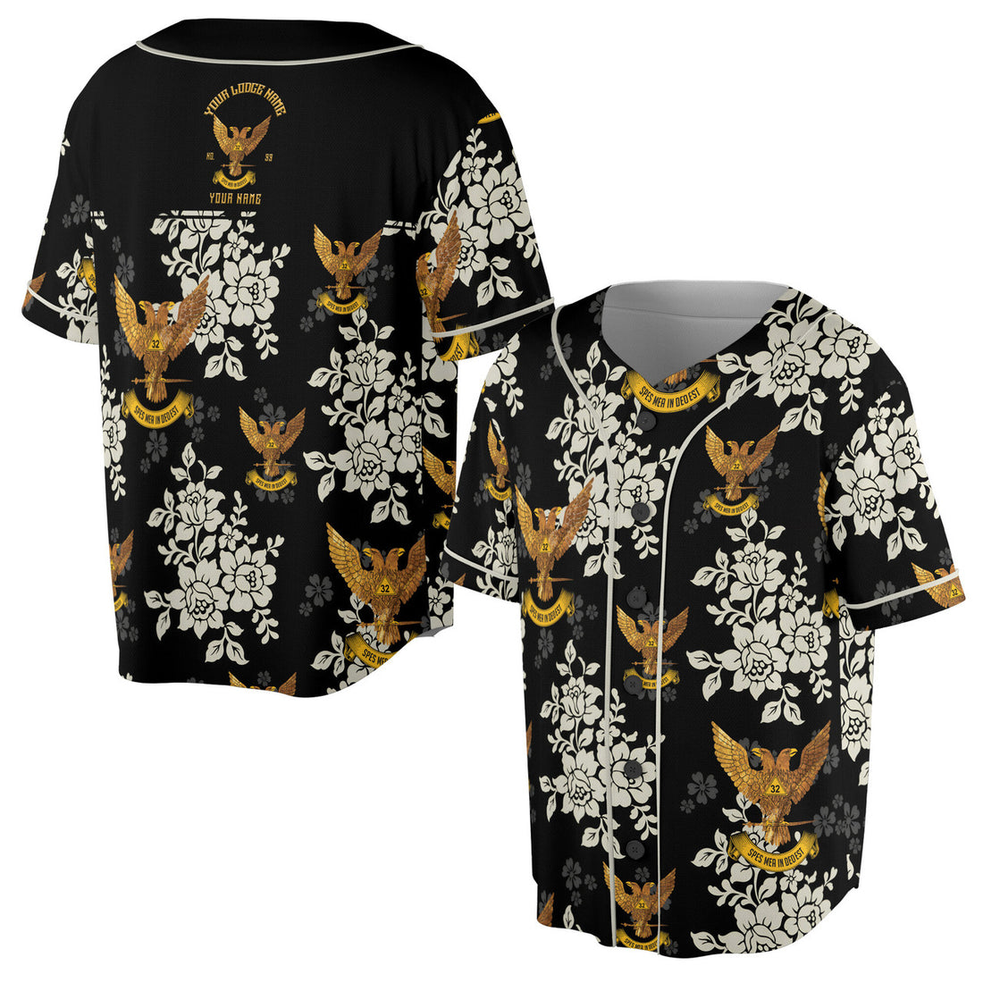 Customized Scottish Rite 33 Colorful Palm Leaf Baseball Jersey S-5XL