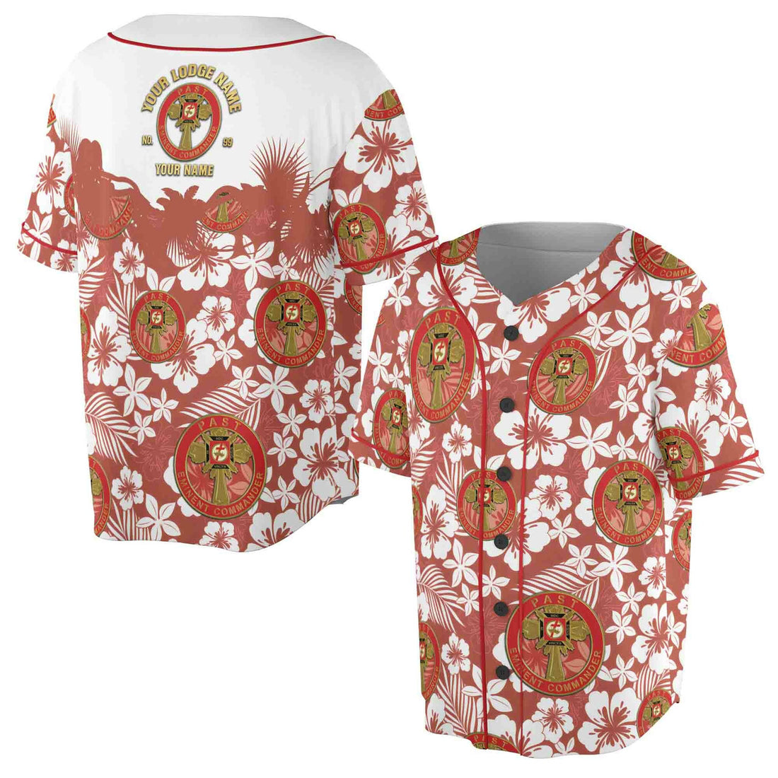 Custom York Rite Knights Templar Past Eminent Commander Masonry Baseball Jersey S-5XL