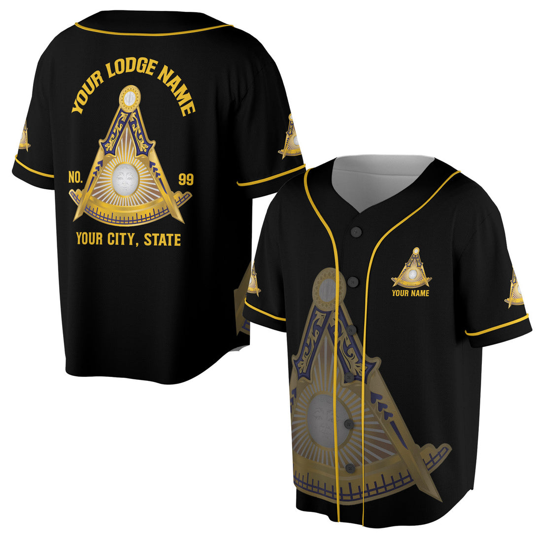 Customized Freemasonry Past Master Masonic Multi-color Baseball Jersey S-5XL