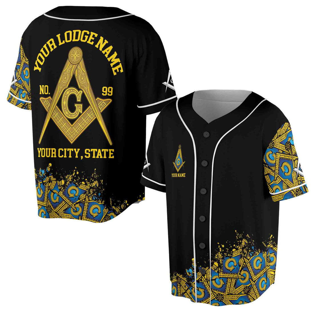Customized Blue Lodge Master Mason Mansonic Baseball Jersey S-5XL