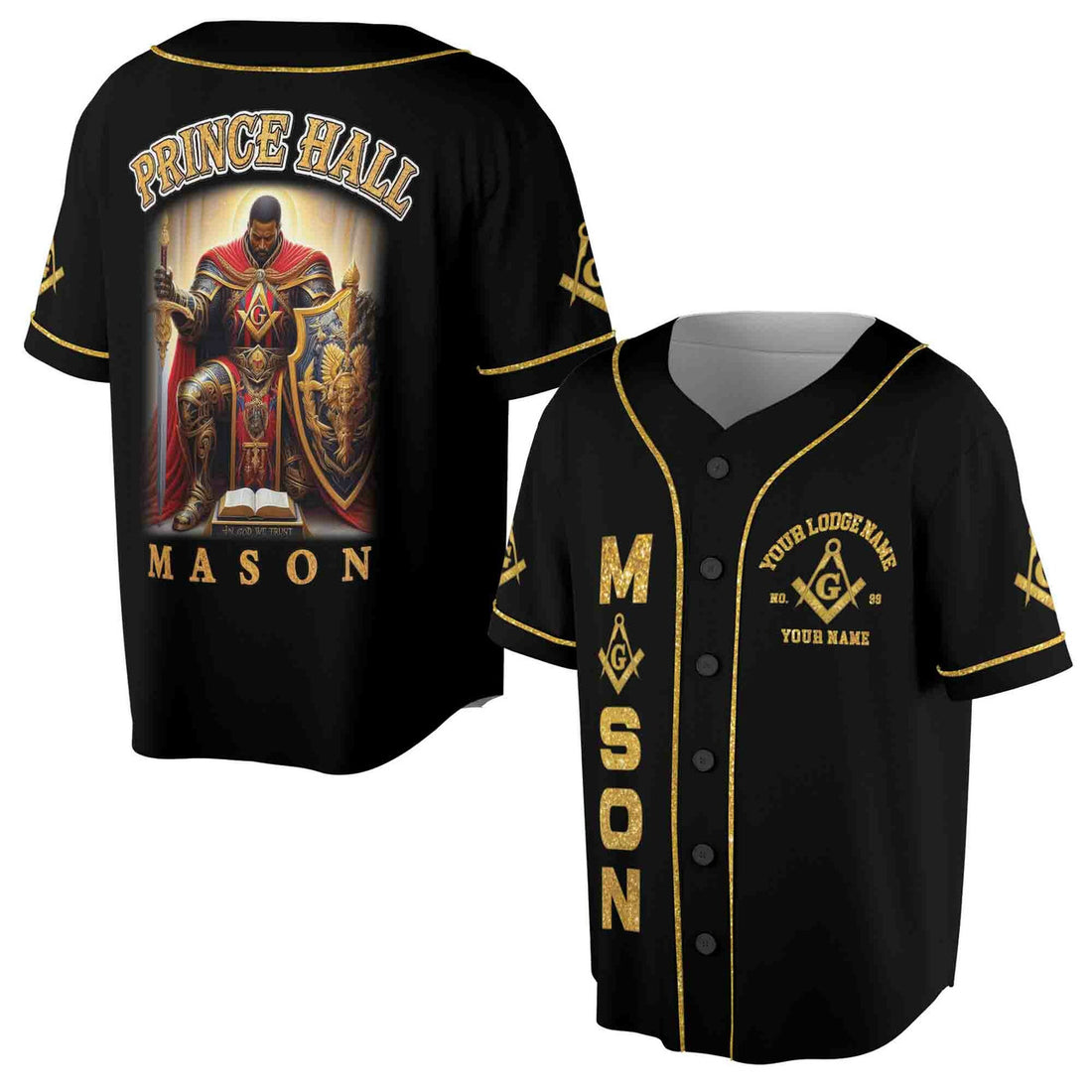Customized Mason Prince Hall F&A.M Baseball Jersey S-5XL