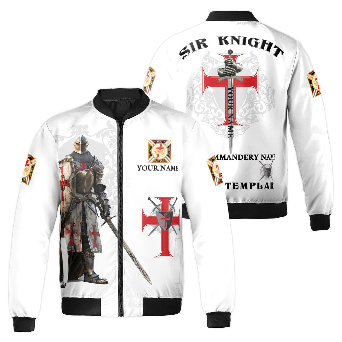 Customized Commandery Sir Knight Freemasonry Knights Templar Bomber Jacket S-5XL - FUKAMASONIC