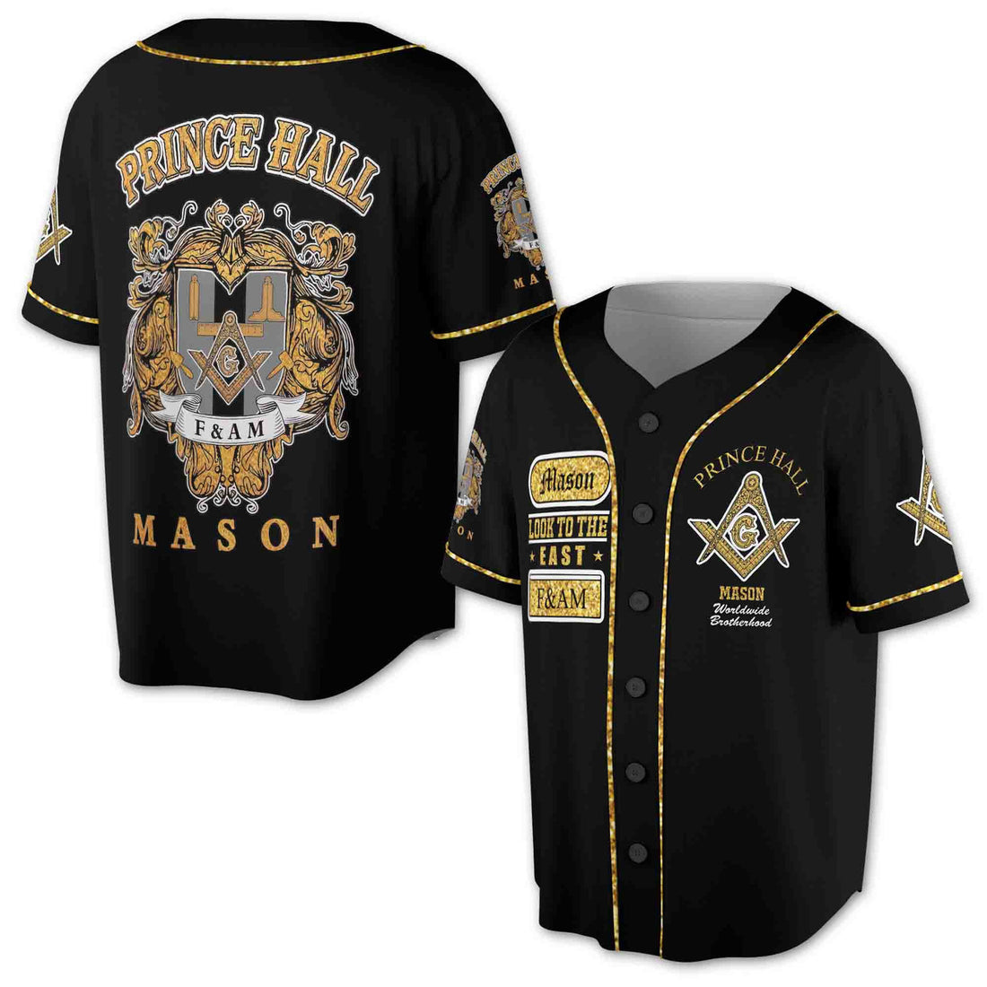 Freemasonry Prince Hall, Masonic Medieval Custom Name, Lodge Name and Number 3D Baseball Jersey Size S-5XL