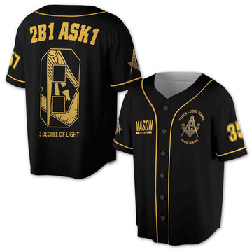 Custom Name Lodge Freemasonry 2B1 Ask1 Mason 3D Baseball Jersey Size S-5XL
