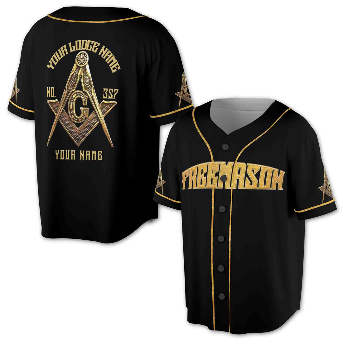 Custom Name Lodge Name Freemason 357 Freemasonry Baseball Jersey S-5XL