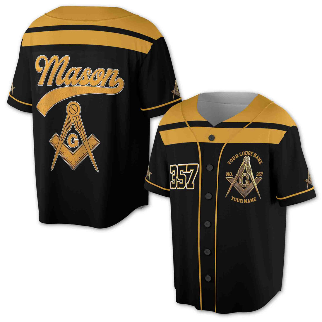 Custom Lodge, Number And Name Freemasonry Mason 3D Baseball Jersey Size S-5XL