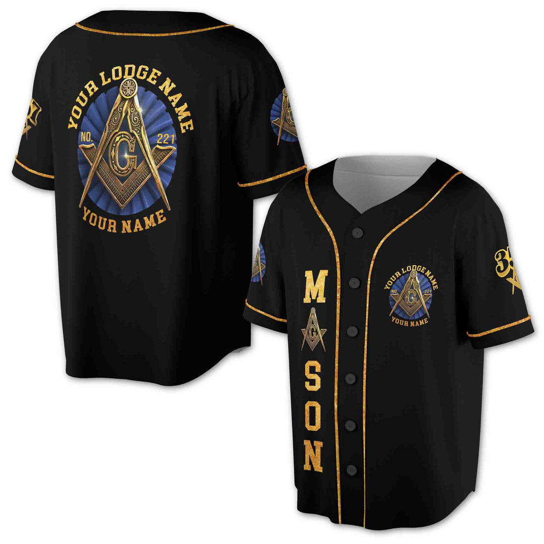 Freemason Symbol Custom Name Lodge Name Number 3D Baseball Jersey Size S-5XL