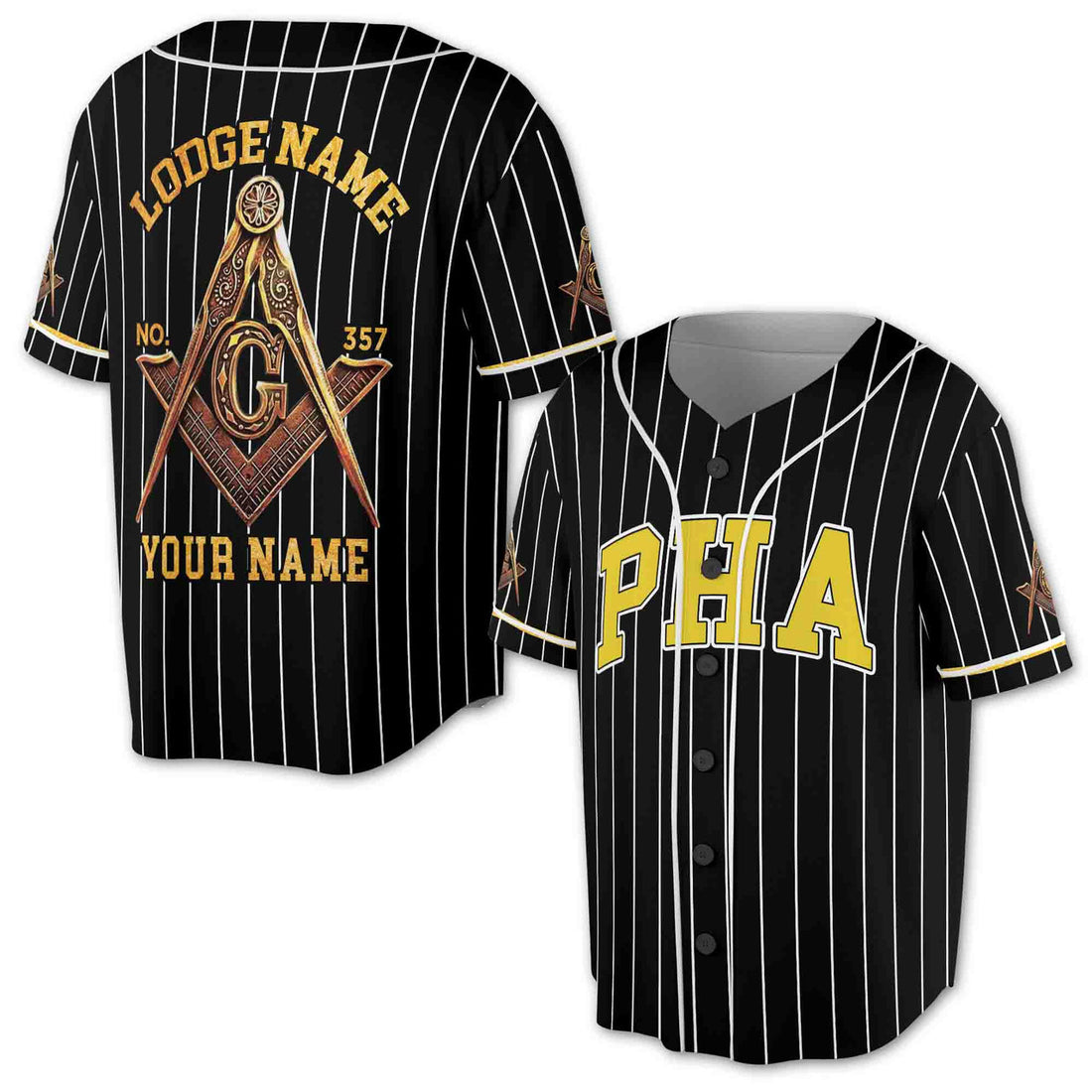 Customize Name, Lodge Name PHA Masonic Baseball Jersey S-5XL