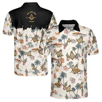 Personalized Masonic Master Mason Tropical Pattern Men's Polo Shirt S-5XL - FUKAMASONIC