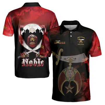 Customized Grunge Noble Shriners Dark Moon Men's Polo Shirt S-5XL - FUKAMASONIC