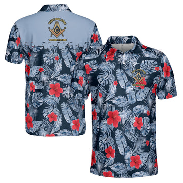 Personalized Masonic Freemasonry Ice Palm Leaf Patten Men's Polo Shirt S-5XL - FUKAMASONIC