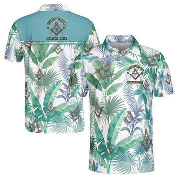Personalized Freemasson Tropical Palm Leaf Men's Polo Shirt S-5XL - FUKAMASONIC