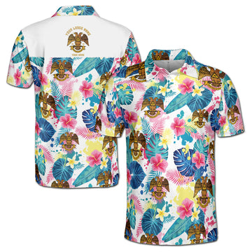 Customized Scottish Rite 32 Colorful Palm Leaf Men's Polo Shirt S-5XL - FUKAMASONIC