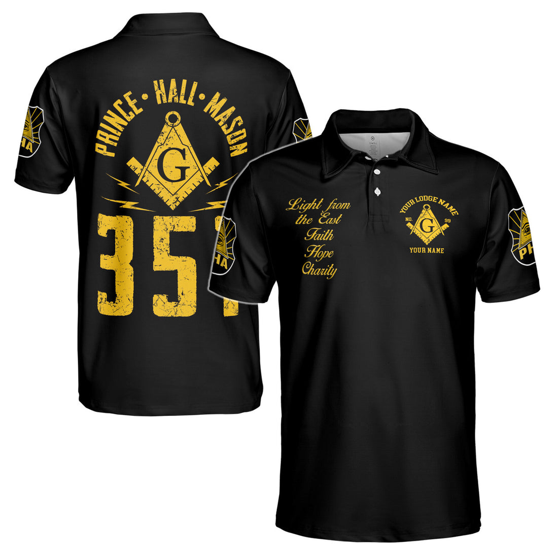 Personalized Light From East Prince Hall Mason 357 Men's Polo Shirt S-5XL - FUKAMASONIC