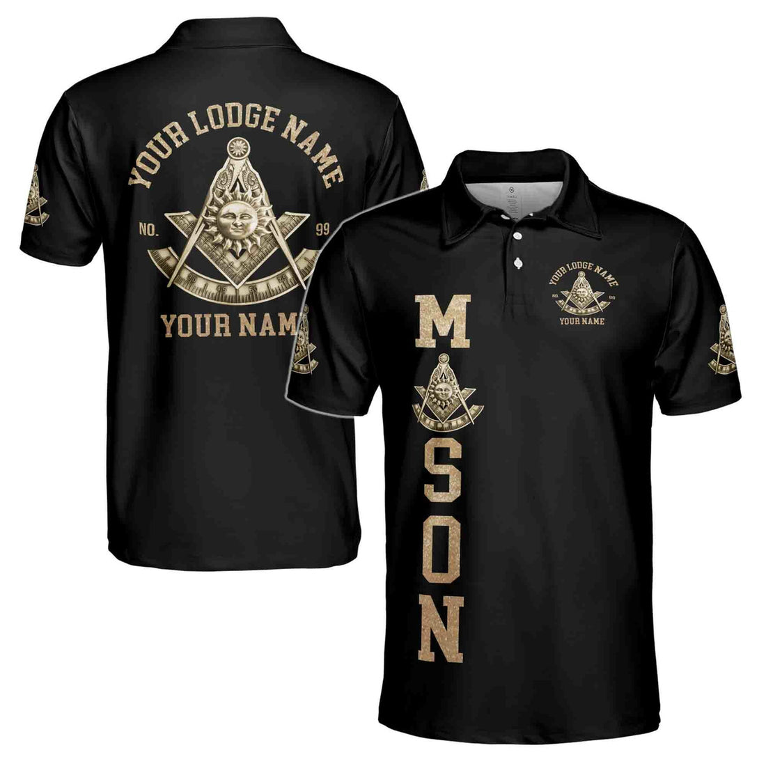 Custom Name Freemasonry Past Master Mason Men's Polo S-5XL