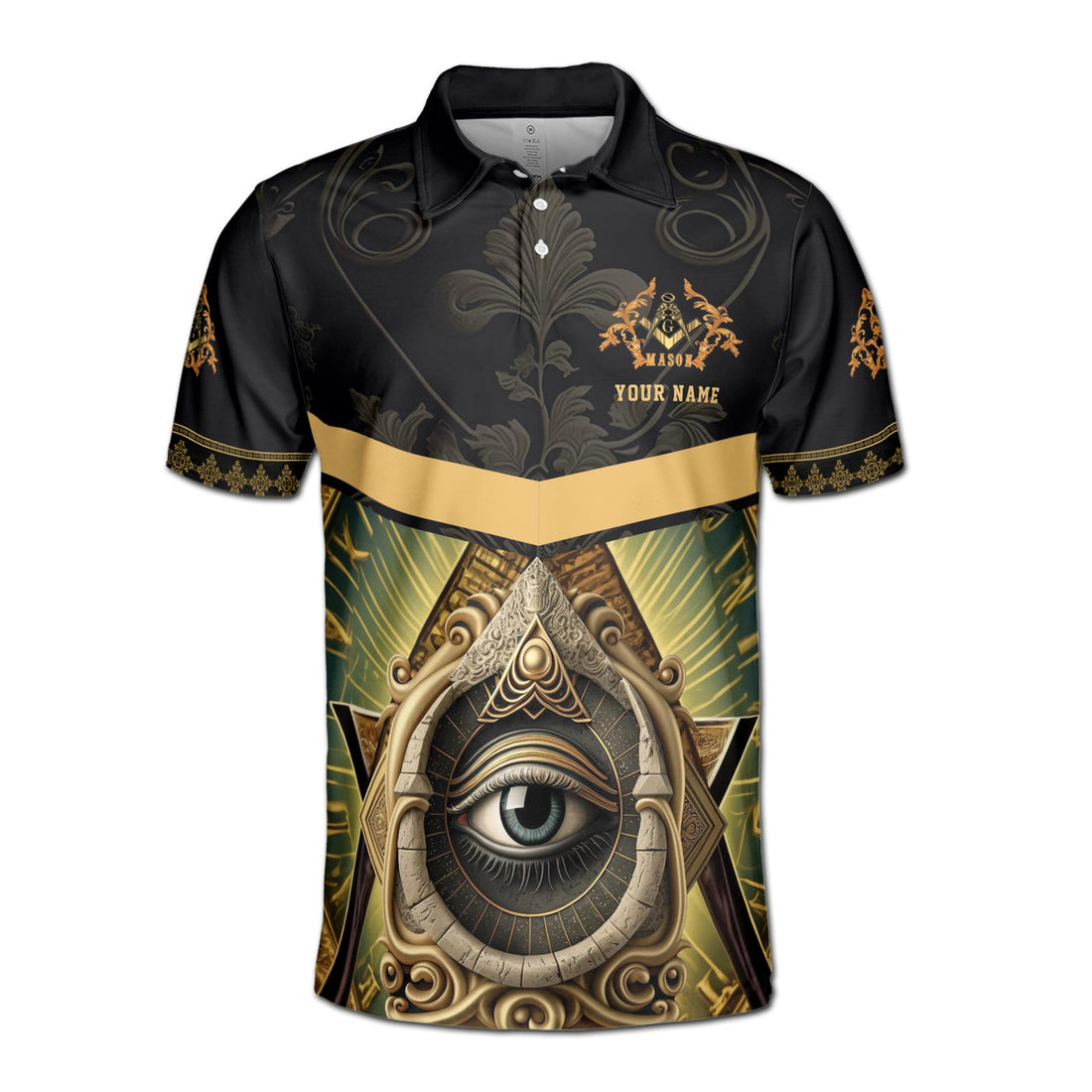 Customized Master Mason Freemasonry All Seeing Eye Men's Polo S-5XL