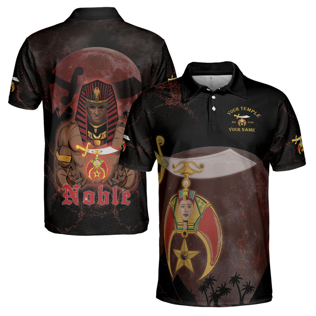Customized Freemason Noble Shriners In Moonlight Men's Polo S-5XL