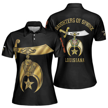 Customize Daughters of Sphinx Shriner Emblem, DOS Fraterner Degree Freemasonary Women's Polo Shirt S-5XL - FUKAMASONIC