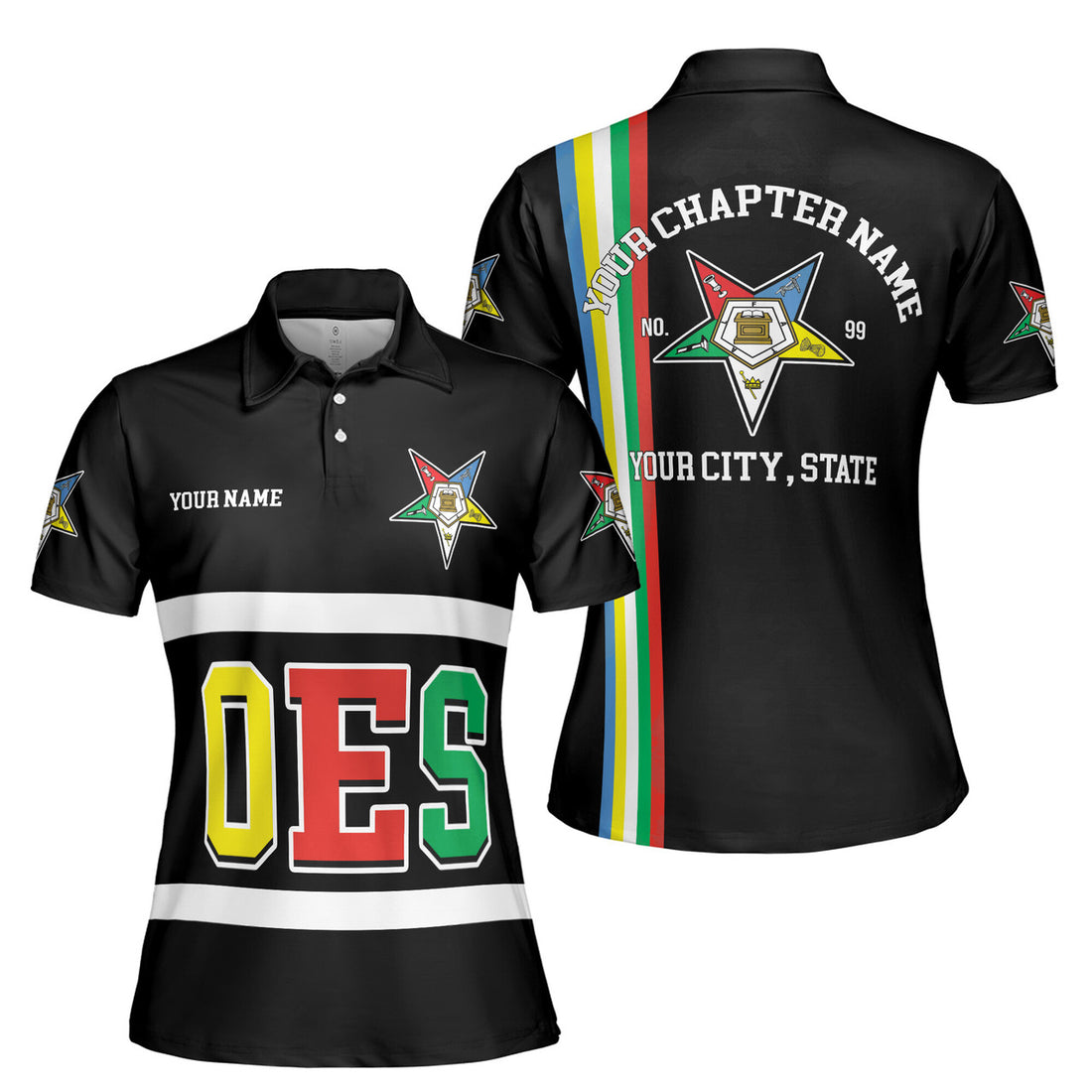 Custom Multi-color Order of the Eastern Star OES AF&AM Women's Polo Shirt S-5XL - FUKAMASONIC