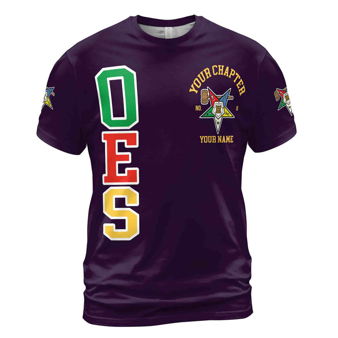 Custom Name Order of the Eastern Star Past Matron OES Gavel 3D T-Shirt S-5XL - FUKAMASONIC