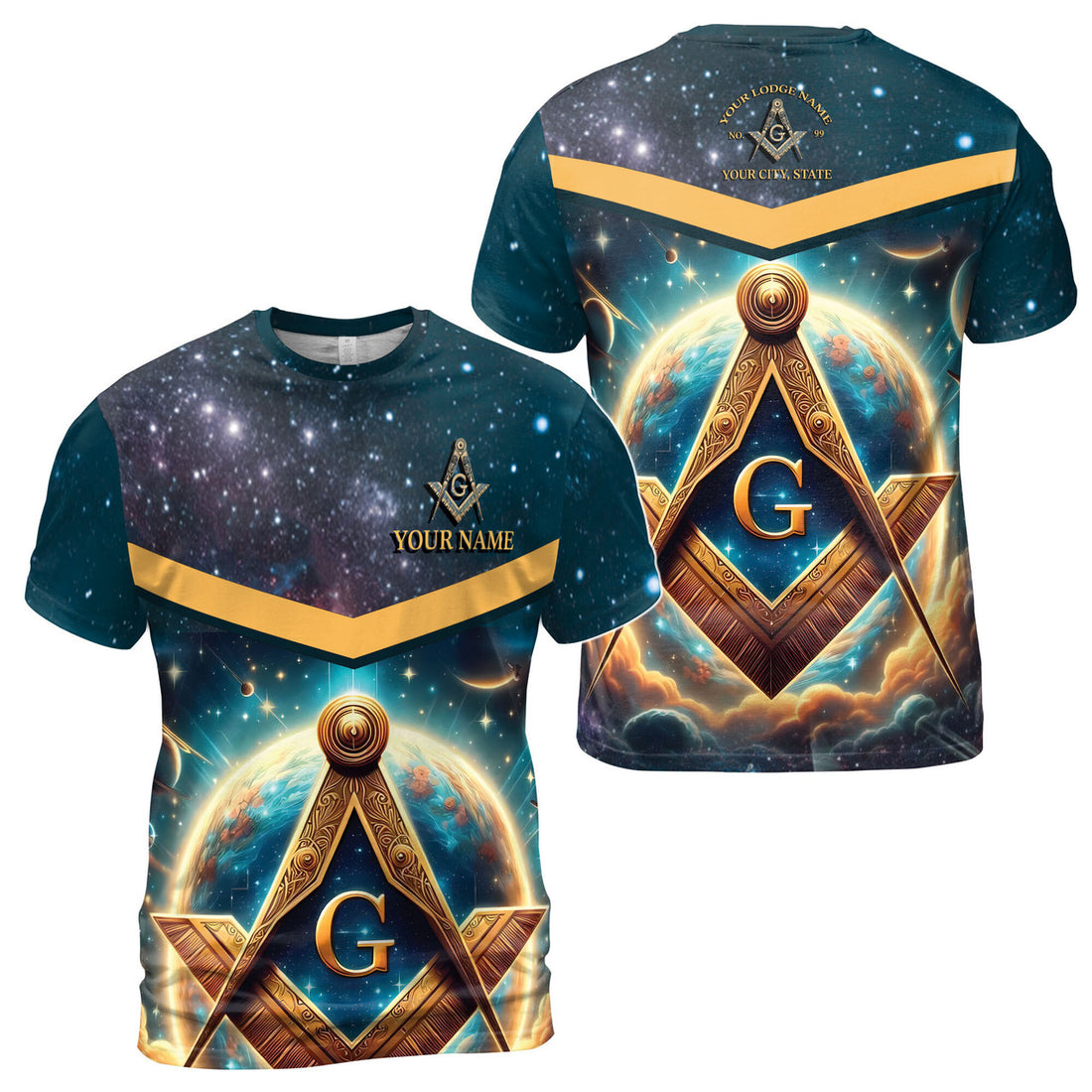 Personalized Freemasonry Mason Galaxy Men's T-shirt S-5XL - FUKAMASONIC