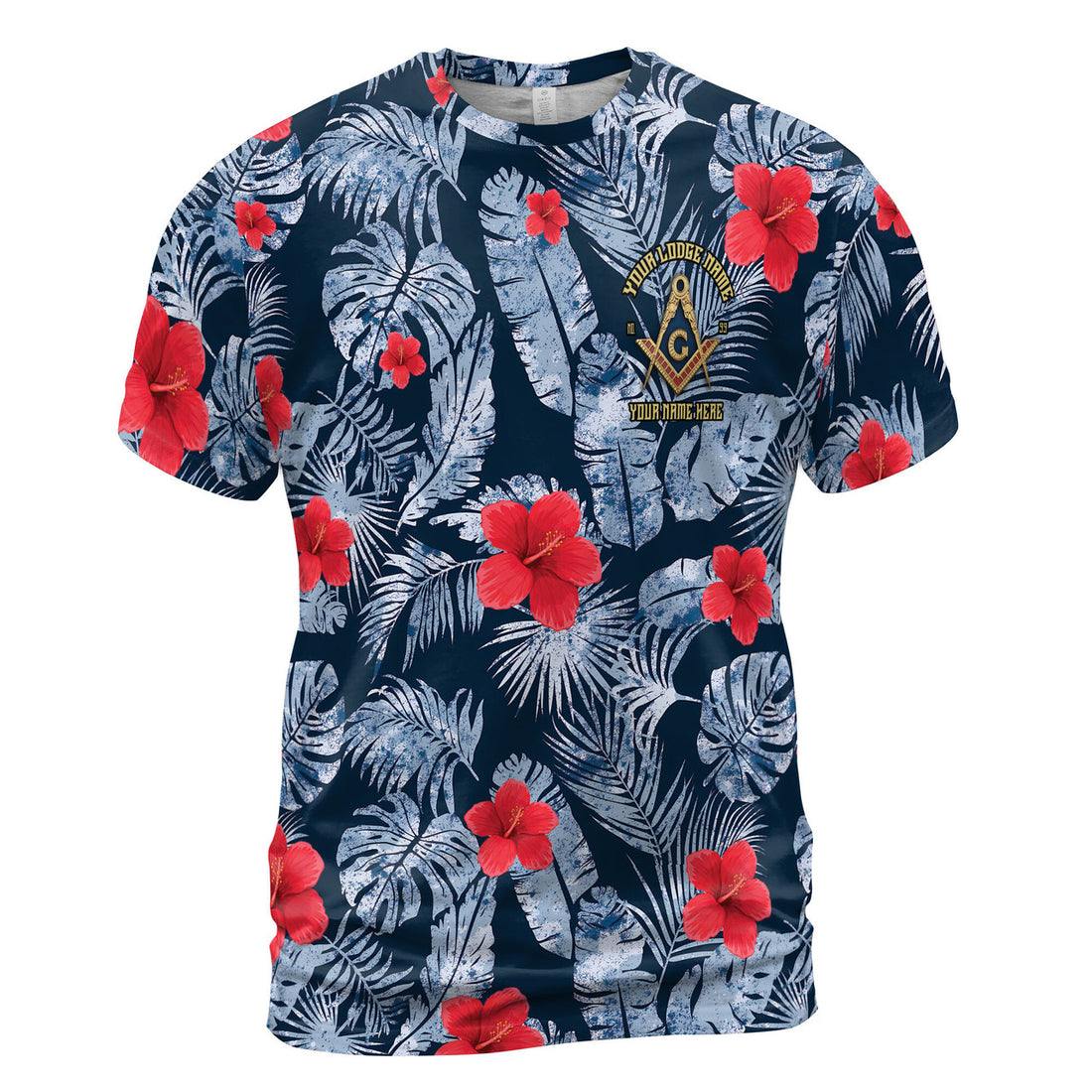Personalized Masonic Freemasonry Ice Palm Leaf Patten Men's T-shirt S-5XL - FUKAMASONIC
